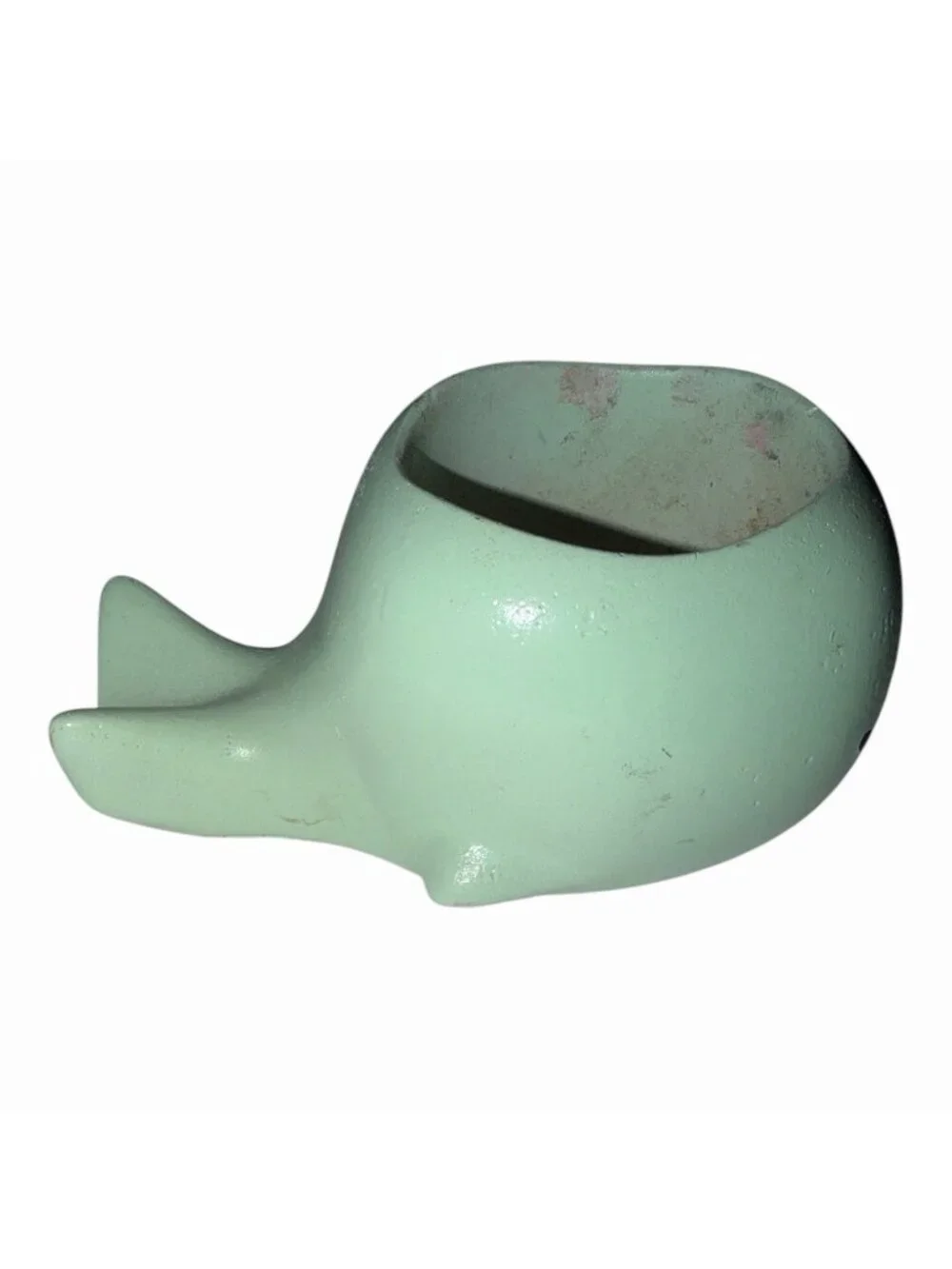 Lt Green Whale Pottery Ceramic Vintage Small Friendly Whale Planter Succulent